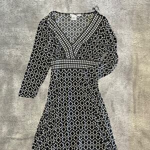 Maggy Landon Retro Print Long Sleeve Maxi Dress